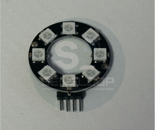 8개의 RGB LED가 장착된 WS2812B 링 모듈 전면 모습