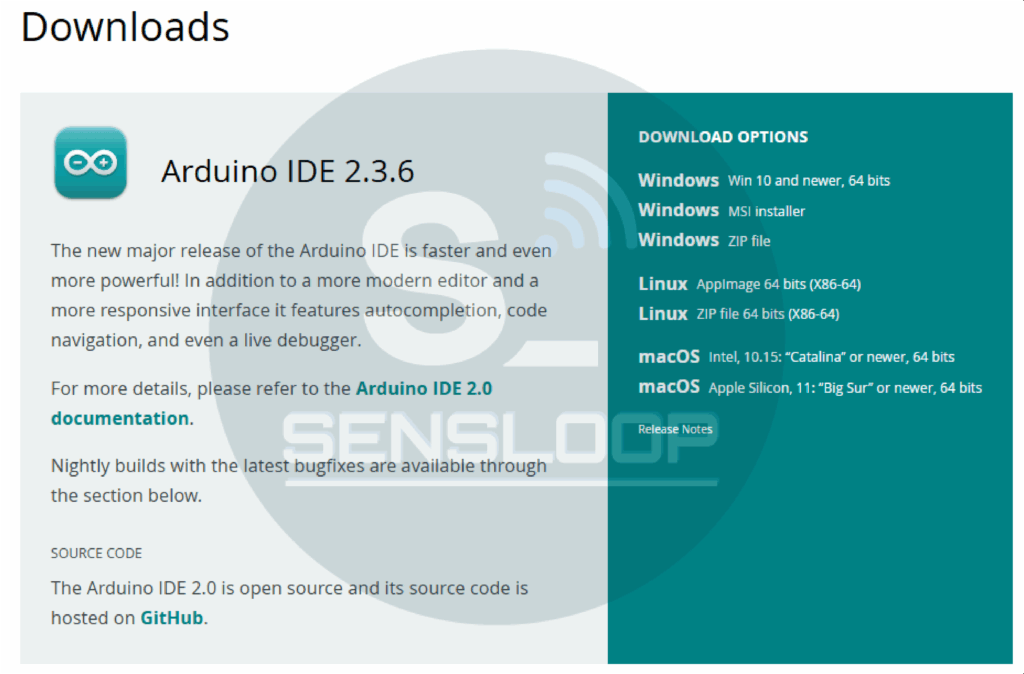 아두이노 IDE 2.3.6 다운로드 페이지 – 윈도우·맥·리눅스 설치 옵션