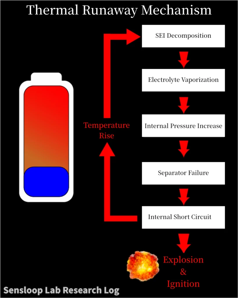 Lithium-ion battery thermal runaway mechanism diagram