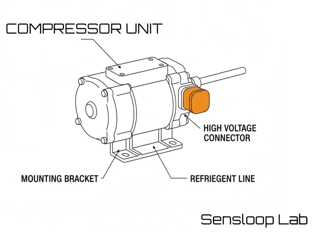 테슬라 전기식 에어컨 컴프레서 고전압 커넥터 구조도